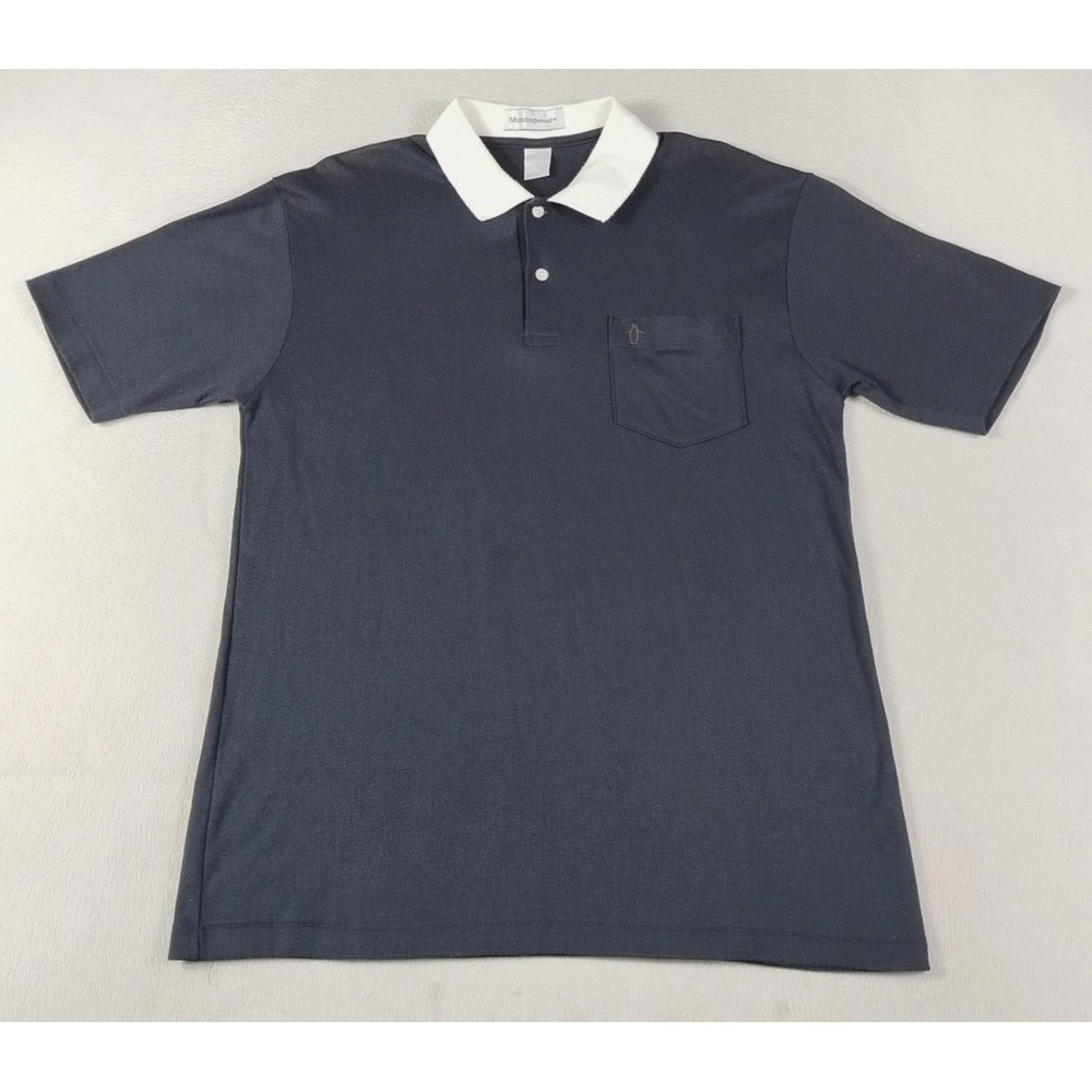 Munsingwear Polo Shirt Mens Medium Blue Contrast Collar Pocket Penguin USA